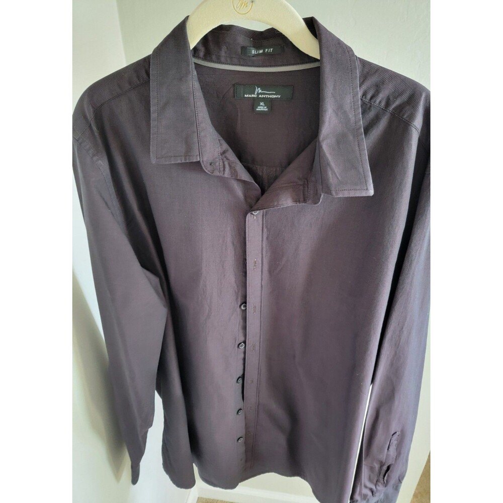 Marc Anthony Long Sleeve Shirt Mens XL Burgundy Button Up